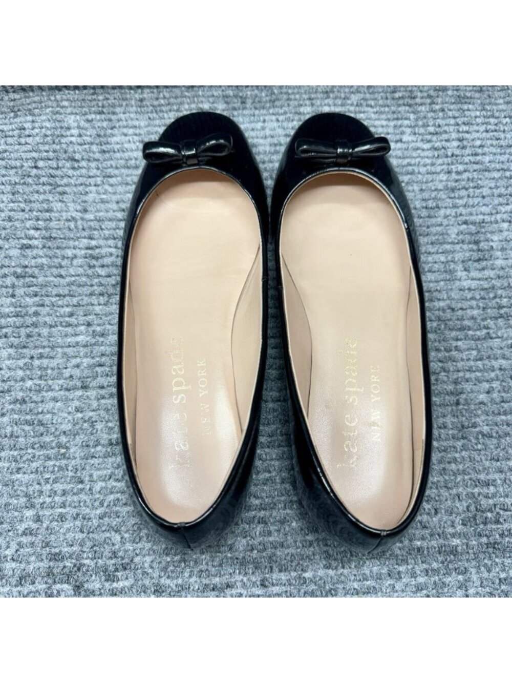 Kate Spade Kiersten Bow Ballet Flats Womens 9.5 Black Patent Leather Shoes - Picture 4 of 12